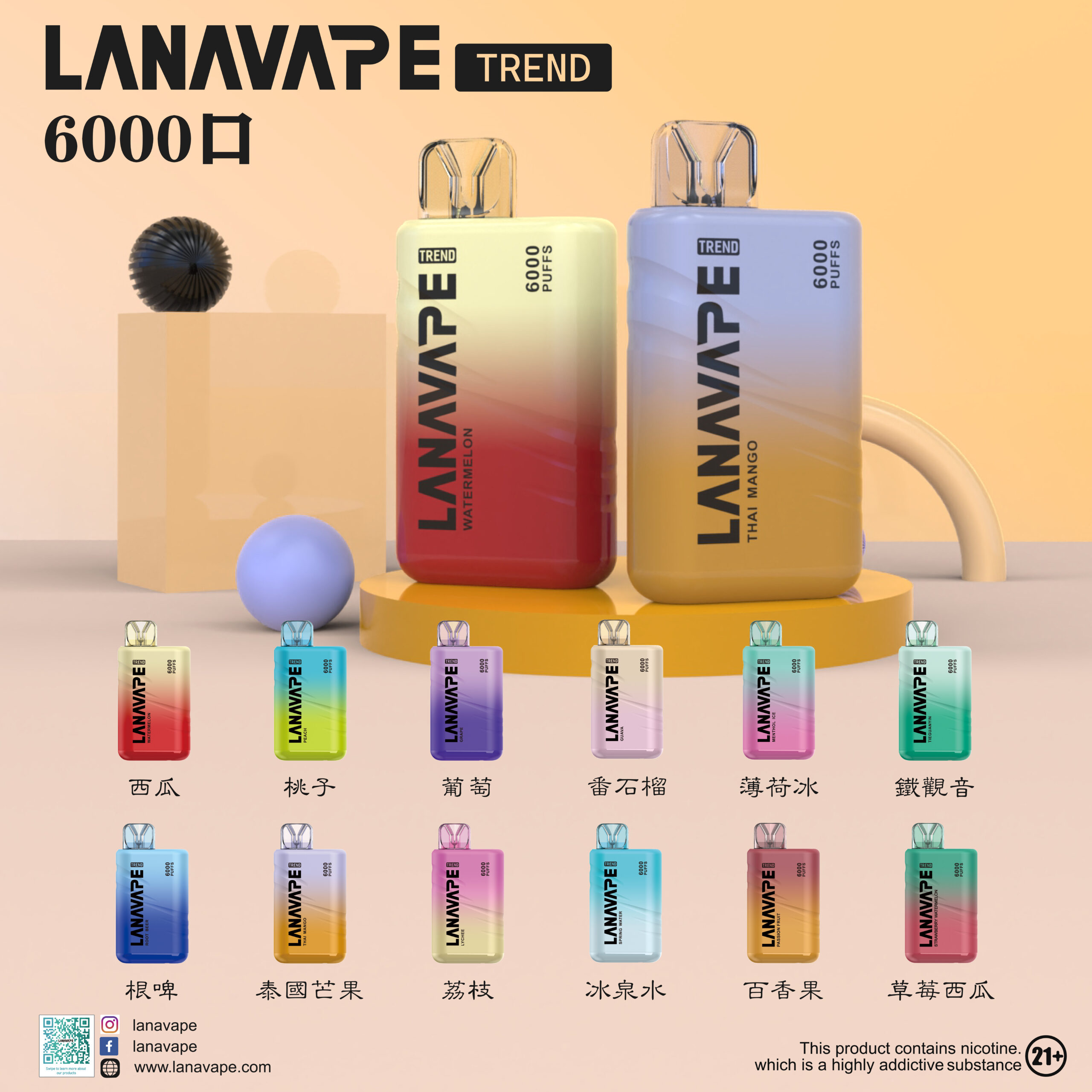 LANA TREND 6000 PUFFS LANA一次性6000口拋棄式電子煙 1 lana一次性電子煙