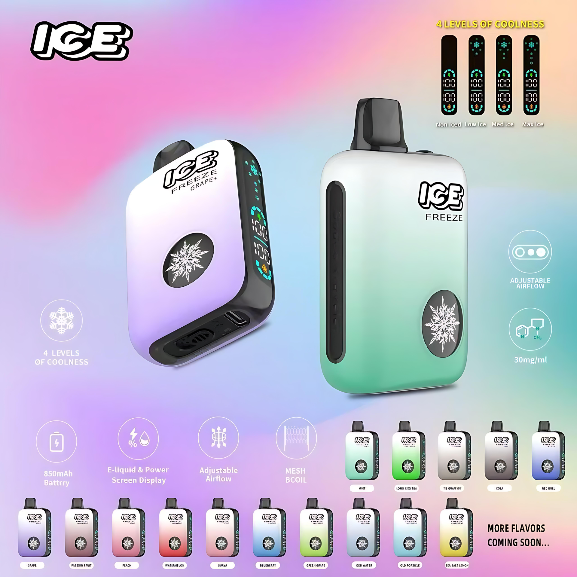 ICE FREEZE 10000 PUFFS 拋棄式電子煙 四檔涼度調節 現貨